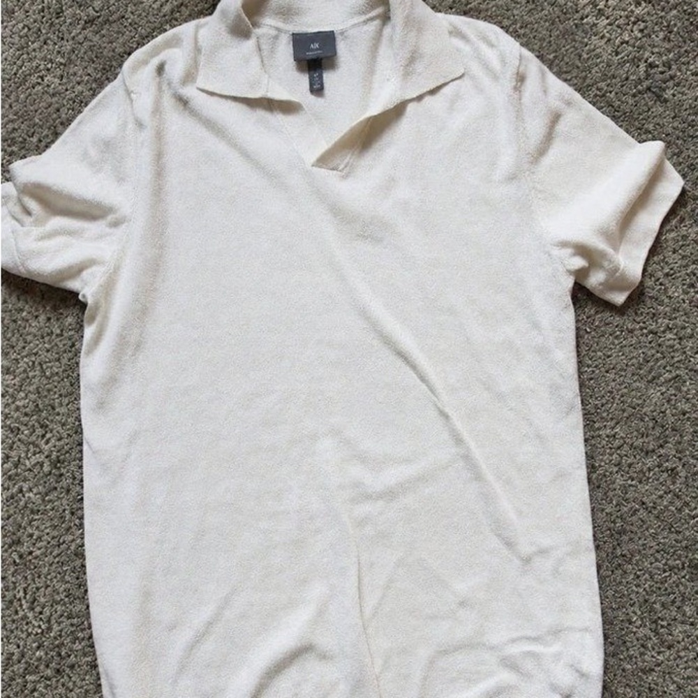 H&M Cream Short Sleeve Open-Collar Polo